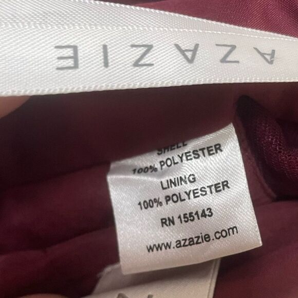 AZAZIE COLLEEN A-Line Lace Chiffon Floor-Length Burgundy Bridesmaid Dress Size 2 - Picture 14 of 15